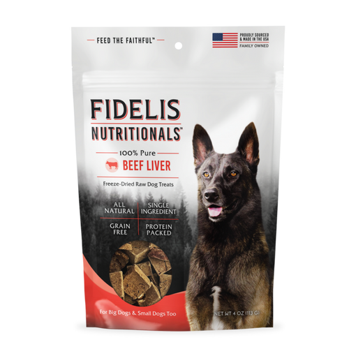 Fidelis Nutritionals 100% Pure Freeze-Dried Beef Liver dog treats resealable bag