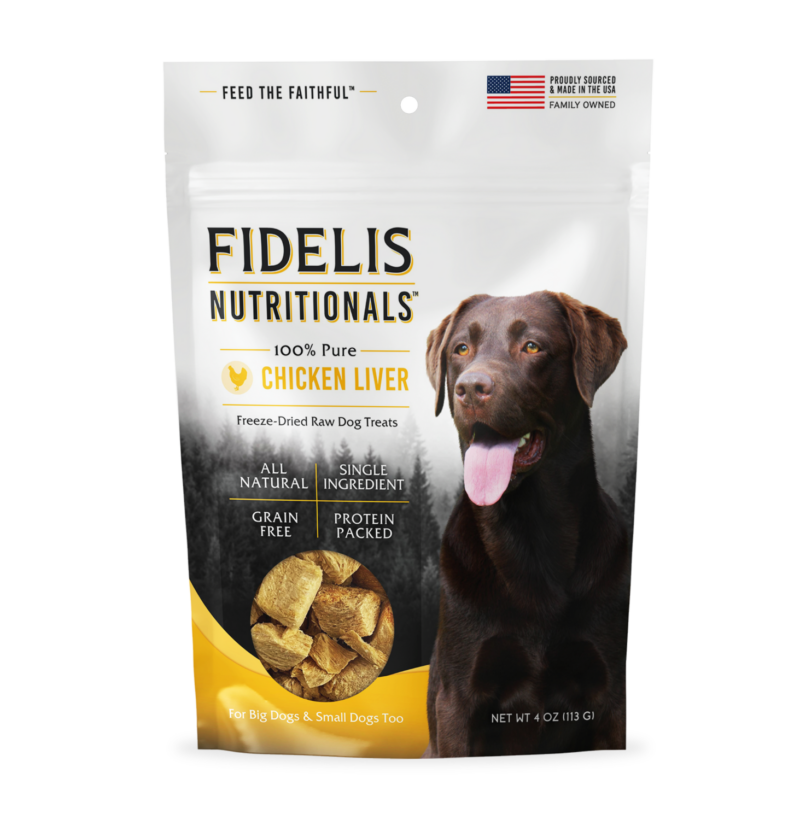 Fidelis Nutritionals 100% Pure Freeze-Dried Chicken Liver dog treats resealable bag