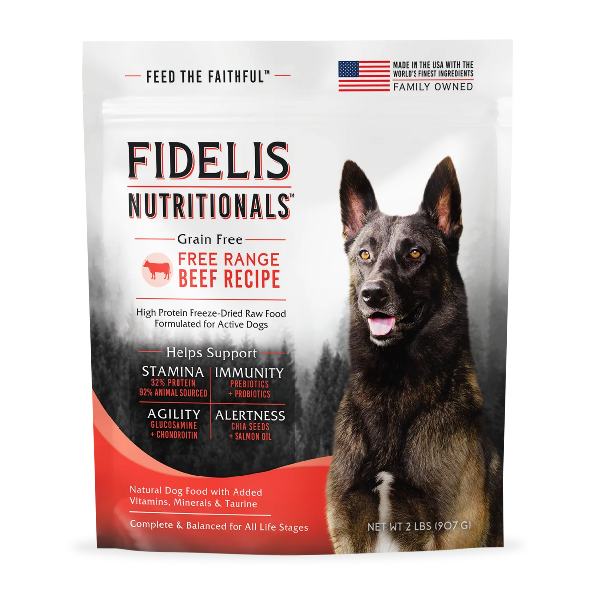 Fidelis Freeze Dried Raw Beef 2 LB bag, sold as a 4 bag case
