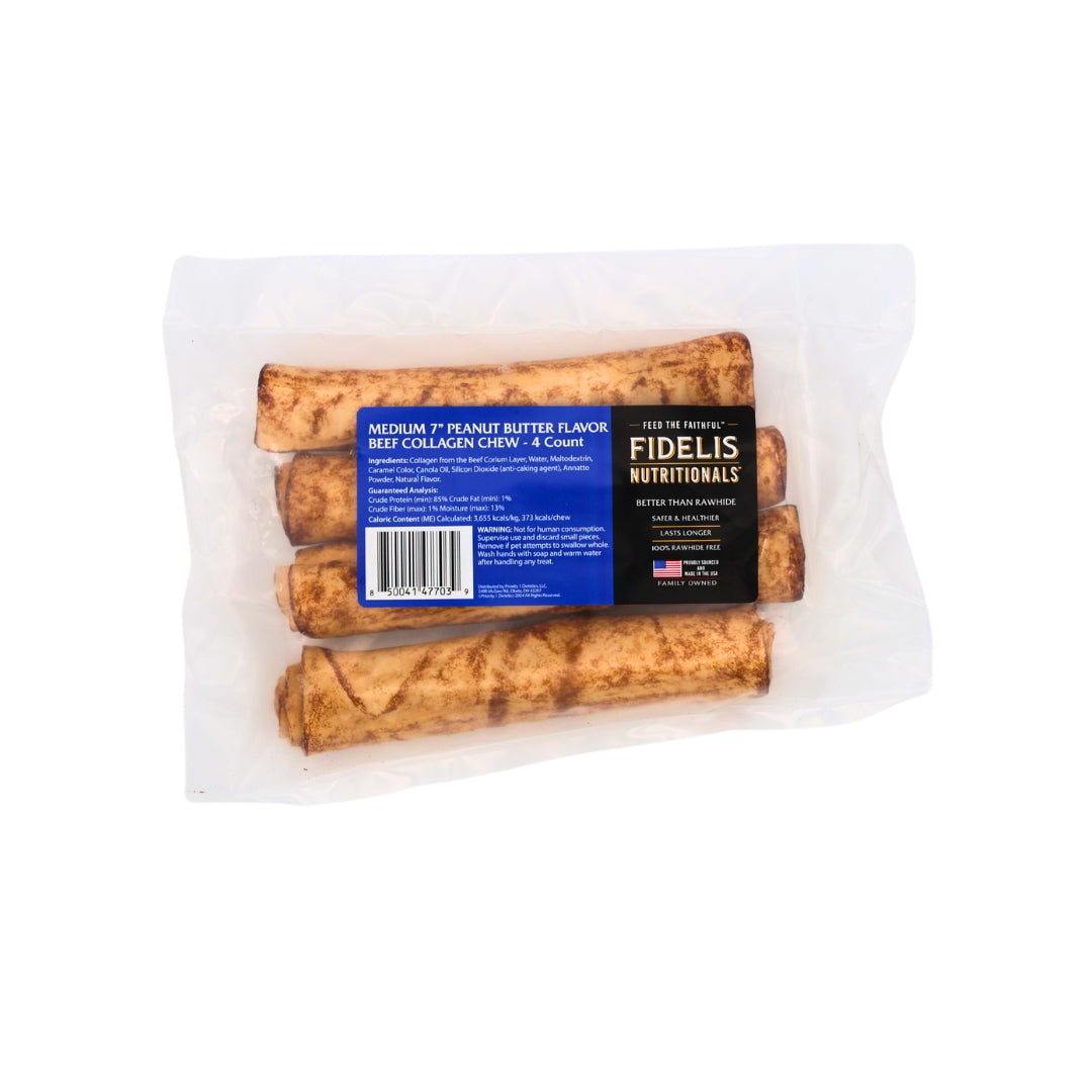 Medium 7" Peanut Butter Beef Collagen Chew
