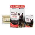 Fidelis Raw Starter Bundle: 8 oz Freeze Dried Raw Beef trial bag, Large Natural Beef Collagen Chew 4 pack, and Beef Liver Treats